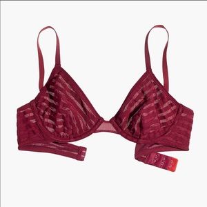Madewell Underwire Sheer Striped Bra Sz 34B Red